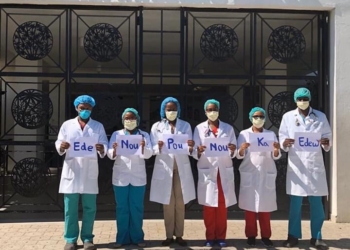 Manifestations des employés de l’Hôpital Universitaire de Mirebalais pour exiger de meilleures conditions de travail