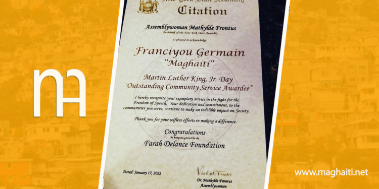 Mag Haiti reçoit le prix “Freedom of speech” depuis la ville de New York