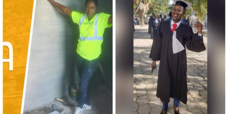 Étudiante en droit, cette gonaïvienne gagne sa vie en posant du carrelage