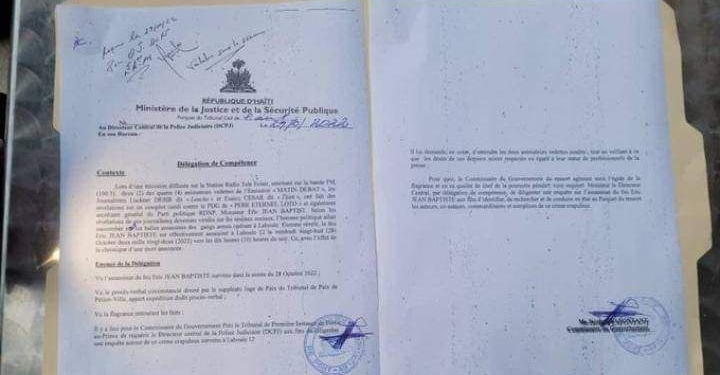 Komisè gouvènman Pòtoprens lan vle tande 2 Jounalis nan dosye lanmò Éric Jean Baptiste la