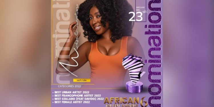 L’artiste haïtienne Mickael Marabou nominée dans 4 catégories aux “African Talent Awards”
